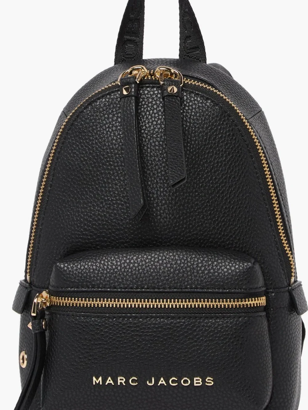 Marc Jacobs Black Pebbled Leather Mini Backpack with Gold Hardware